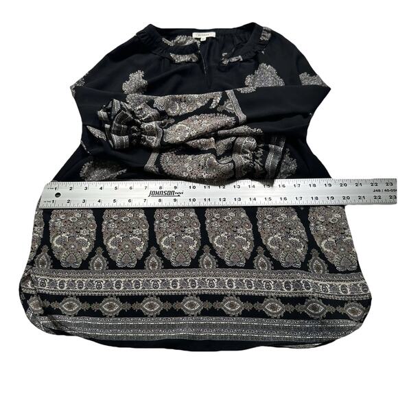 PLEIONE Women XS Flowy Blouse Top‎ Shirt Floral Pattern Cottagecore Black (273) - Picture 7 of 8